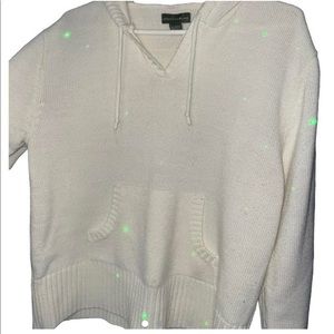 fuzzy white knitted cardigan sweater